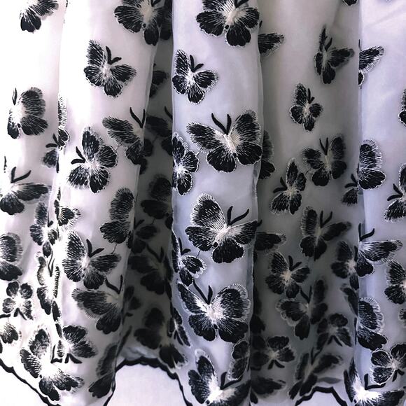 Talbots Organza Size 8 Pleated Skirt Embroidered Butterflies Cocktail Fairygoth - Picture 4 of 9